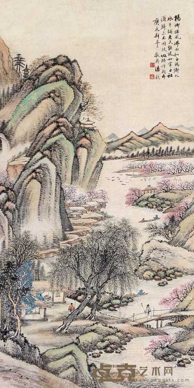 潘钦 1940年作 春山社酒 立轴 134×67cm